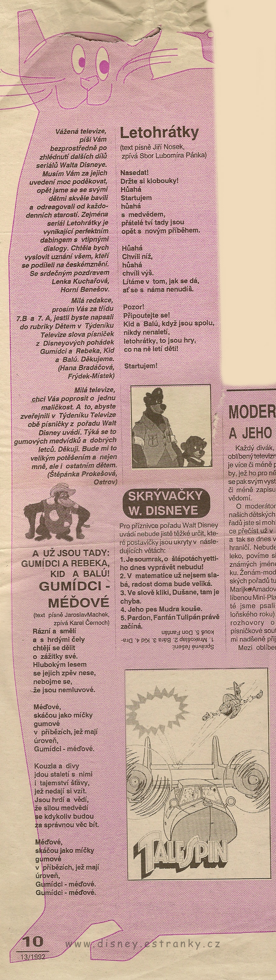 Tydeník Televize 1992 Gumídci a Letohrátky scan
